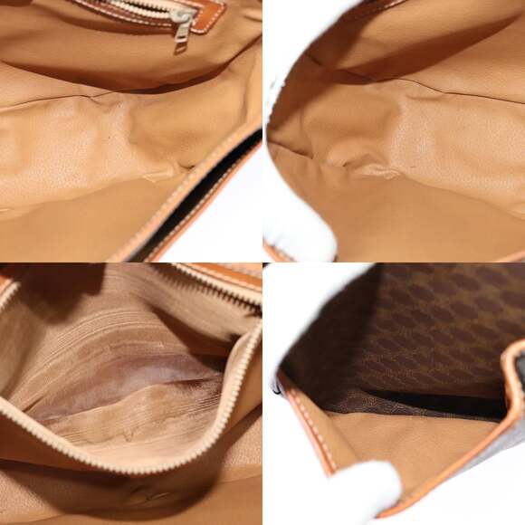 CELINE Macadam Canvas Shoulder Bag Pvc Leather Brown Gold - Picture 12 of 13